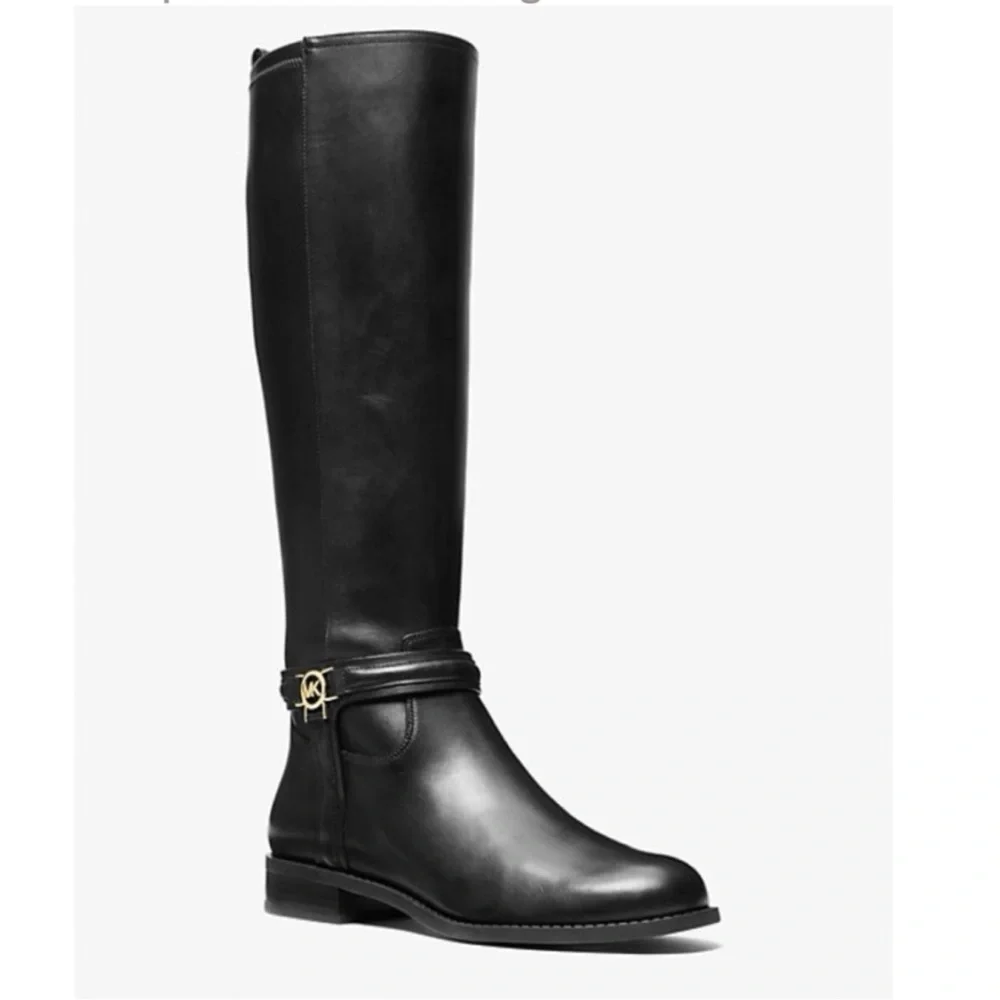 Michael‎ Michael Kors Mindy Flat Leather Black Boots 7.5 $375